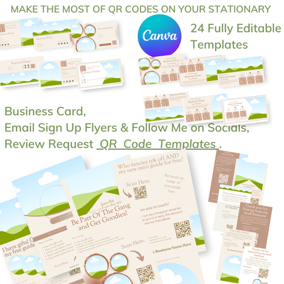 QR Code Business Stationary Templates For Canva