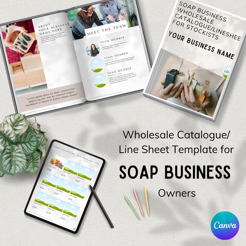 SOAP MAKERS Line Sheet Template, EDITABLE Wholesale Catalogue/Guide