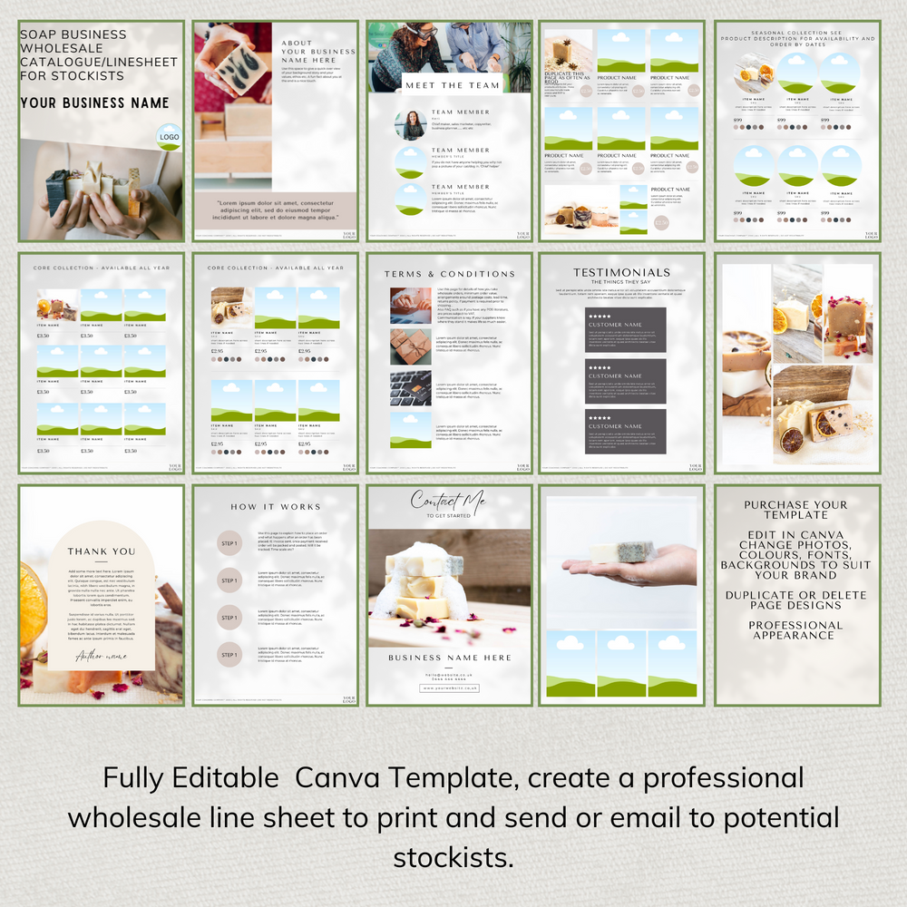 SOAP MAKERS Wholesale Catalogue Canva Template, EDITABLE